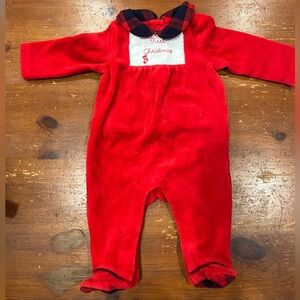 EUC Janie and Jack First Christmas 1-Piece Footie in Crimson size Newborn
